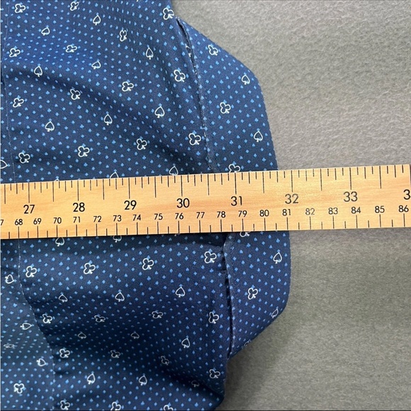 Au Noir Men's Shirt Button Up Long Sleeve Size 8 4XL Blue Abstract Poker - Picture 8 of 8